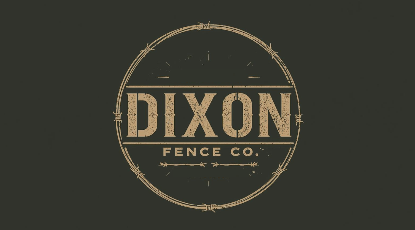 Dixon Fence Co. logo before the rebrand — original circular emblem in muted gold on dark green.